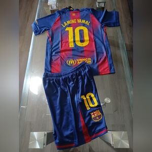 Kids Barcelona Soccer Jersey Set With Name LAMINE YAMAL #10⚽️🥅